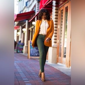 NWT Skies are Blue Nicola Collareless Structured Blazer Mustard - XXL